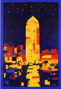 Canary Wharf Reflections acrylic on canvas